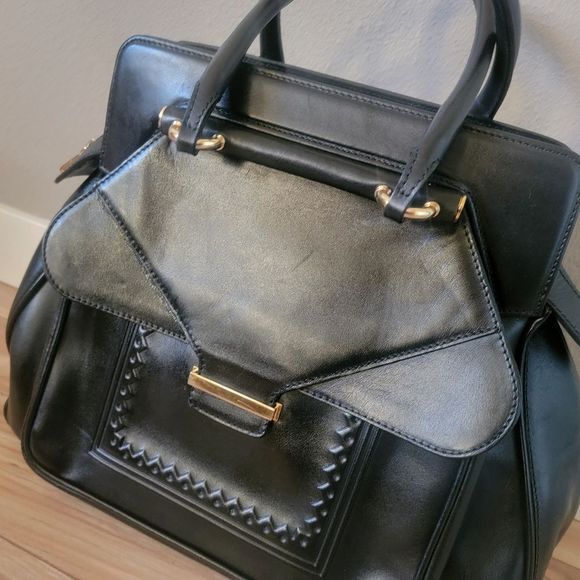 AEVHA London Hanbeau Embossed Structured Large Leather Doctor Satchel in Black - Picture 5 of 16